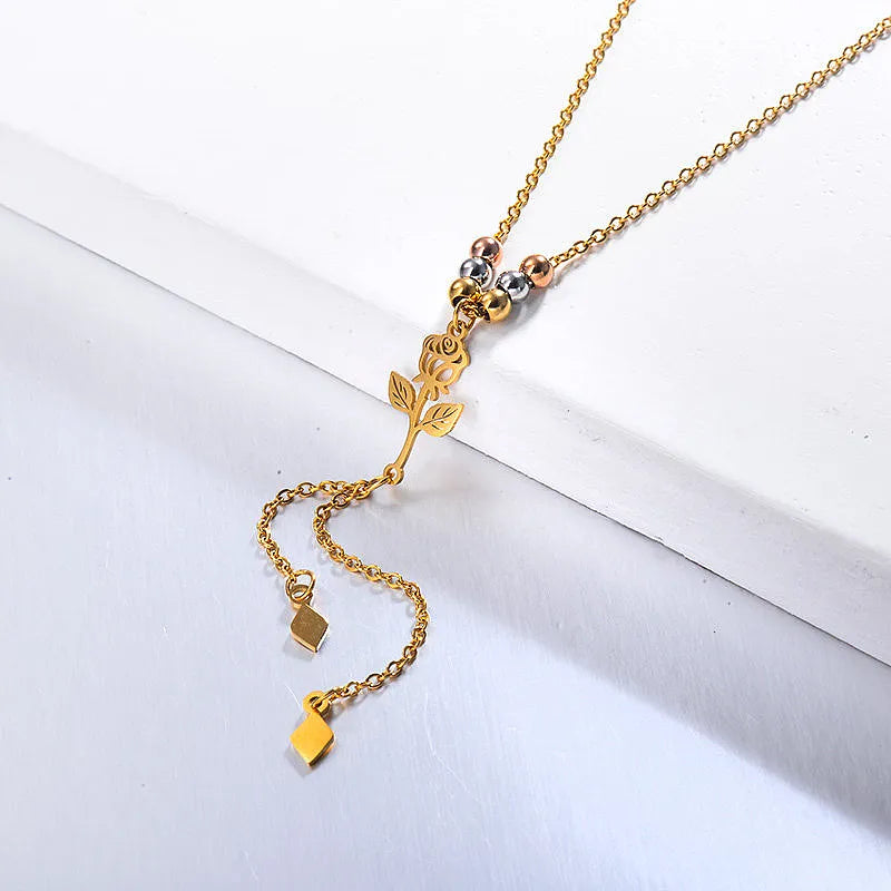 ID:0027_C | Colgante de rosa delicado