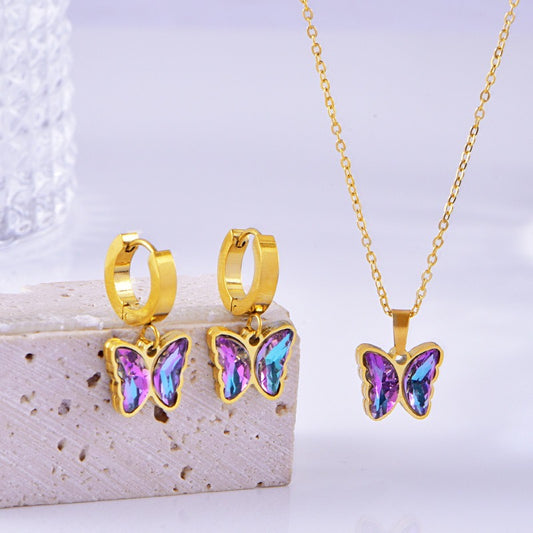 ID:0014_S |Set de mariposa (ARETES + COLLAR)