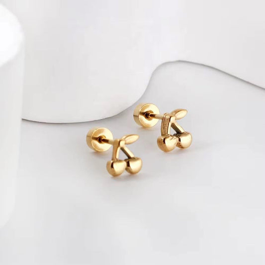ID:0008_A | Aretes de cherry doradas