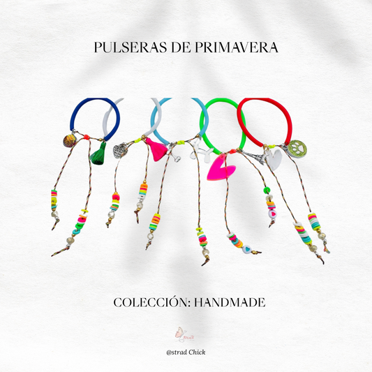Pulseras Primaveras (Rojo corazón blanco y patita de perrito)