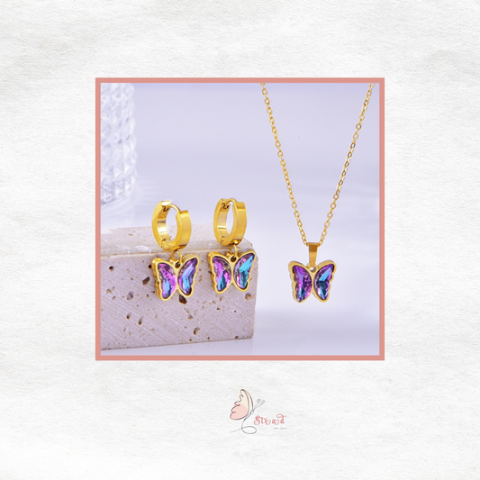 ID:0014_S |Set de mariposa (ARETES + COLLAR)
