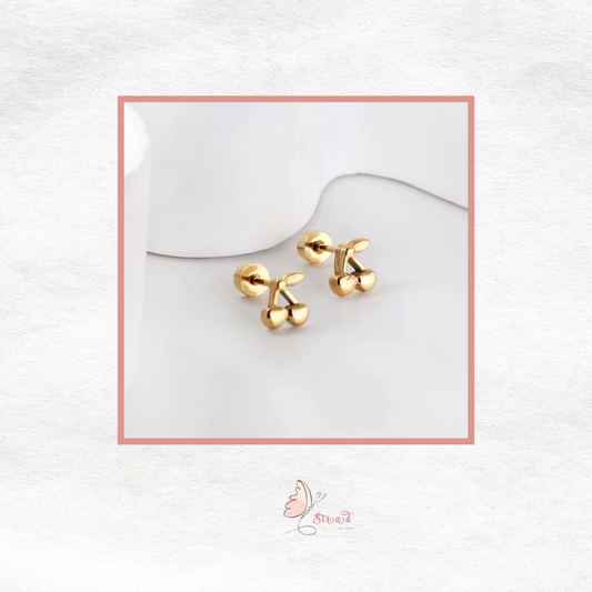 ID:0008_A | Aretes de cherry doradas