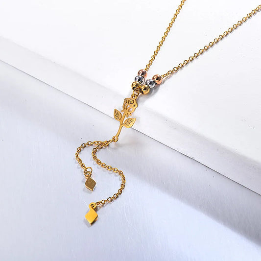 ID:0027_C | Colgante de rosa delicado
